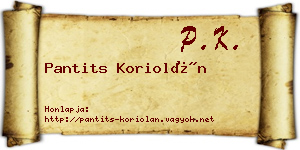 Pantits Koriolán névjegykártya
